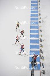 22.03.2015, Khanty-Mansiysk, Russia (RUS):  Franziska Preuss (GER), Gabriela Soukalova (CZE), Laura Dahlmeier (GER), Marie Dorin (FRA), (l-r) - IBU world cup biathlon, mass women, Khanty-Mansiysk (RUS). www.nordicfocus.com. © Tumashov/NordicFocus. Every downloaded picture is fee-liable.