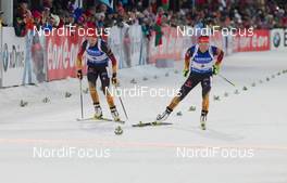 21.03.2015, Khanty-Mansiysk, Russia (RUS): Franziska Preuss (GER), Laura Dahlmeier (GER), (l-r) - IBU world cup biathlon, pursuit women, Khanty-Mansiysk (RUS). www.nordicfocus.com. © Manzoni/NordicFocus. Every downloaded picture is fee-liable.