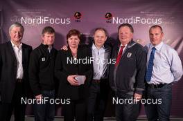 22.03.2015, Khanty-Mansiysk, Russia (RUS): Gerhard Koehler (GER), IBU IR Material Controll, Max Saenger (USA/SUI), IBU IR, Vlastimil Jakes (CZE), Manfred Obertanner (AUT), Borut Nunar (SLO) (l-r) - IBU world cup biathlon, IBU Award Night, Khanty-Mansiysk (RUS). www.nordicfocus.com. © Manzoni/NordicFocus. Every downloaded picture is fee-liable.