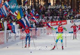 15.03.2015, Kontiolahti, Finland (FIN): Ondrej Moravec (CZE), Jakov Fak (SLO), (l-r) - IBU world championships biathlon, mass men, Kontiolahti (FIN). www.nordicfocus.com. © NordicFocus. Every downloaded picture is fee-liable.