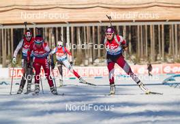 15.03.2015, Kontiolahti, Finland (FIN): Megan Heinicke (CAN), Fuyuko Suzuki (JPN), Dunja Zdouc (AUT), (l-r) - IBU world championships biathlon, mass women, Kontiolahti (FIN). www.nordicfocus.com. © NordicFocus. Every downloaded picture is fee-liable.