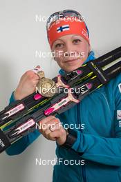11.03.2015, Kontiolahti, Finland (FIN): Kaisa Maekaeraeinen (FIN) - IBU world championships biathlon, medals, Kontiolahti (FIN). www.nordicfocus.com. © NordicFocus. Every downloaded picture is fee-liable.