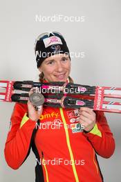 06.03.2015, Kontiolahti, Finland (FIN): Anais Bescond (FRA) - IBU world championships biathlon, medals, Kontiolahti (FIN). www.nordicfocus.com. © NordicFocus. Every downloaded picture is fee-liable.