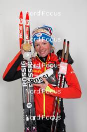 07.03.2015, Kontiolahti, Finland (FIN): Marie Dorin (FRA) - IBU world championships biathlon, medals, Kontiolahti (FIN). www.nordicfocus.com. © NordicFocus. Every downloaded picture is fee-liable.