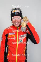 08.03.2015, Kontiolahti, Finland (FIN): Marie Dorin (FRA) - IBU world championships biathlon, medals, Kontiolahti (FIN). www.nordicfocus.com. © NordicFocus. Every downloaded picture is fee-liable.