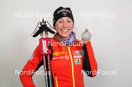 13.03.2015, Kontiolahti, Finland (FIN): Enora Latuilliere (FRA) - IBU world championships biathlon, medals, Kontiolahti (FIN). www.nordicfocus.com. © NordicFocus. Every downloaded picture is fee-liable.