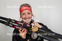 15.03.2015, Kontiolahti, Finland (FIN): Franziska Preuss (GER) - IBU world championships biathlon, medals, Kontiolahti (FIN). www.nordicfocus.com. © NordicFocus. Every downloaded picture is fee-liable.
