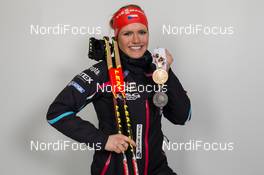 11.03.2015, Kontiolahti, Finland (FIN): Gabriela Soukalova (CZE) - IBU world championships biathlon, medals, Kontiolahti (FIN). www.nordicfocus.com. © NordicFocus. Every downloaded picture is fee-liable.