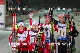 05.03.2015, Kontiolahti, Finland (FIN): Fanny Welle-Strand Horn (NOR), Tiril Eckhoff (NOR), Tarjei Boe (NOR), Johannes Thingnes Boe (NOR) - IBU world championships biathlon, relay mixed, Kontiolahti (FIN). www.nordicfocus.com. © NordicFocus. Every downloaded picture is fee-liable.