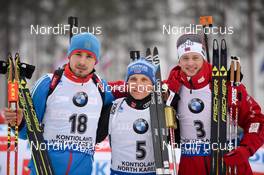 08.03.2015, Kontiolahti, Finland (FIN): Anton Shipulin (RUS), Erik LESSER (GER),Tarjei BOE (NOR), - IBU world championships biathlon, pursuit men, Kontiolahti (FIN). www.nordicfocus.com. © Evgeny Tumashov/ NordicFocus. Every downloaded picture is fee-liable.