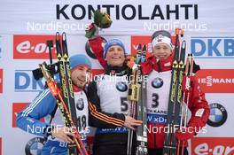 08.03.2015, Kontiolahti, Finland (FIN):  Anton Shipulin (RUS), Erik LESSER (GER), Tarjei BOE (NOR), - IBU world championships biathlon, pursuit men, Kontiolahti (FIN). www.nordicfocus.com. © Evgeny Tumashov/ NordicFocus. Every downloaded picture is fee-liable.