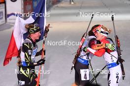 08.03.2015, Kontiolahti, Finland (FIN): Marie DORIN HABERT (FRA), Laura DAHLMEIER(GER), Weronika NOWAKOWSKA-ZIEMNIAK (POL), - IBU world championships biathlon, pursuit women, Kontiolahti (FIN). www.nordicfocus.com. © Evgeny Tumashov/ NordicFocus. Every downloaded picture is fee-liable.