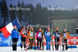 08.03.2015, Kontiolahti, Finland (FIN): Marie DORIN HABERT (FRA), Laura DAHLMEIER(GER), Weronika NOWAKOWSKA-ZIEMNIAK (POL),Ekaterina SHUMILOVA (RUS), Gabriela SOUKALOVA(CZE), Franziska HILDEBRAND(GER), - IBU world championships biathlon, pursuit women, Kontiolahti (FIN). www.nordicfocus.com. © Evgeny Tumashov/ NordicFocus. Every downloaded picture is fee-liable.