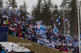 07.03.2015, Kontiolahti, Finland (FIN):  Event Feature: Fans with flags on the grand stand - IBU world championships biathlon, sprint men, Kontiolahti (FIN). www.nordicfocus.com. © NordicFocus. Every downloaded picture is fee-liable.