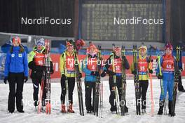 07.03.2015, Kontiolahti, Finland (FIN): DORIN HABERT Marie (FRA), NOWAKOWSKA-ZIEMNIAK Weronika (POL), 	SEMERENKO Valj (UKR),  DAHLMEIER Laura (GER), GUZIK Krystyna (POL), 	SHUMILOVA Ekaterina	(RUS)- IBU world championships biathlon, sprint women, Kontiolahti (FIN). www.nordicfocus.com. ©Evgeny Tumashov/ NordicFocus. Every downloaded picture is fee-liable.