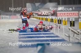 07.03.2015, Kontiolahti, Finland (FIN): Veronika Vitkova (CZE), Lise Theresa Hauser (AUT), (l-r) - IBU world championships biathlon, sprint women, Kontiolahti (FIN). www.nordicfocus.com. © NordicFocus. Every downloaded picture is fee-liable.