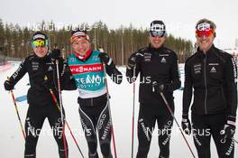 10.03.2015, Kontiolahti, Finland (FIN): Anthony Cihlar (CZE), Service Technician Team Switzerland, Sascha Koenig (GER), Martin Janousek (CZE), Frank Schmidt (GER), (l-r) - IBU world championships biathlon, training, Kontiolahti (FIN). www.nordicfocus.com. © NordicFocus. Every downloaded picture is fee-liable.