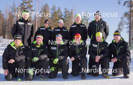 14.03.2015, Kontiolahti, Finland (FIN): Team Belgium with Michael Roesch (BEL), Thierry Langer (BEL), Tom Lahaye_Goffart (BEL), Thorsten Langer (BEL) - IBU world championships biathlon, training, Kontiolahti (FIN). www.nordicfocus.com. © NordicFocus. Every downloaded picture is fee-liable.