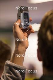 06.03.2015, Kontiolahti, Finland (FIN): Journalist tapes the quotes - IBU world championships biathlon, training, Kontiolahti (FIN). www.nordicfocus.com. © NordicFocus. Every downloaded picture is fee-liable.