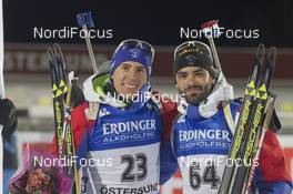 02.12.2015, Oestersund, Sweden (SWE): Quentin Fillon Maillet (FRA), Simon Fourcade (FRA) - IBU world cup biathlon, individual men, Oestersund (SWE). www.nordicfocus.com. © Manzoni/NordicFocus. Every downloaded picture is fee-liable.