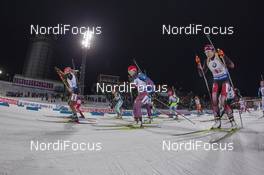 29.11.2015, Oestersund, Sweden (SWE): Franziska Hildebrand (GER), Olga Podchufarova (RUS), Lisa Theresa Hauser (AUT) at the start - IBU world cup biathlon, relay mixed, Oestersund (SWE). www.nordicfocus.com. © Manzoni/NordicFocus. Every downloaded picture is fee-liable.