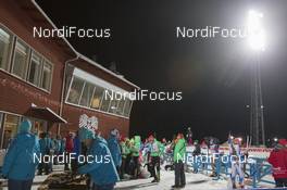 29.11.2015, Oestersund, Sweden (SWE): Event Feature: The athletes changing zone at the finish - IBU world cup biathlon, relay mixed, Oestersund (SWE). www.nordicfocus.com. © Manzoni/NordicFocus. Every downloaded picture is fee-liable.