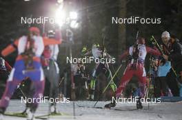 29.11.2015, Oestersund, Sweden (SWE): Event Feature: atheltes climb up the first hill - IBU world cup biathlon, relay mixed, Oestersund (SWE). www.nordicfocus.com. © Manzoni/NordicFocus. Every downloaded picture is fee-liable.