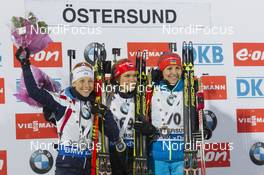 05.12.2015, Oestersund, Sweden (SWE): Federica Sanfilippo (ITA), Gabriela Soukalova (CZE), Olena Pidhrushna (UKR), (l-r) - IBU world cup biathlon, sprint women, Oestersund (SWE). www.nordicfocus.com. © Manzoni/NordicFocus. Every downloaded picture is fee-liable.