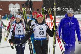 05.12.2015, Oestersund, Sweden (SWE): Federica Sanfilippo (ITA), Gabriela Soukalova (CZE), Borut Nunar (SLO) IBU race director, (l-r) - IBU world cup biathlon, sprint women, Oestersund (SWE). www.nordicfocus.com. © Manzoni/NordicFocus. Every downloaded picture is fee-liable.
