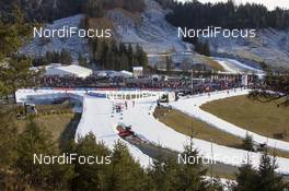 12.12.2015, Hochfilzen, Austria (AUT): Event Feature:  Overview over the stadium -  IBU world cup biathlon, pursuit men, Hochfilzen (AUT). www.nordicfocus.com. © Manzoni/NordicFocus. Every downloaded picture is fee-liable.