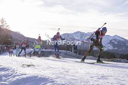12.12.2015, Hochfilzen, Austria (AUT): Andreas Birnbacher  (GER), Ondrej Moravec (CZE), Jakov Fak (SLO), Lukas Hofer (ITA), (l-r) -  IBU world cup biathlon, pursuit men, Hochfilzen (AUT). www.nordicfocus.com. © Manzoni/NordicFocus. Every downloaded picture is fee-liable.