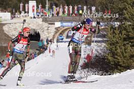 12.12.2015, Hochfilzen, Austria (AUT): Miriam Goessner (GER), Maren Hammerschmidt (GER), (l-r) -  IBU world cup biathlon, pursuit women, Hochfilzen (AUT). www.nordicfocus.com. © Manzoni/NordicFocus. Every downloaded picture is fee-liable.