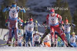 13.12.2015, Hochfilzen, Austria (AUT): Alexey Volkov (RUS), Henrik l'Abee-Lund (NOR), (l-r) -  IBU world cup biathlon, relay men, Hochfilzen (AUT). www.nordicfocus.com. © Manzoni/NordicFocus. Every downloaded picture is fee-liable.