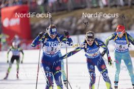 13.12.2015, Hochfilzen, Austria (AUT): Anais Bescond (FRA), Marine Bolliet (FRA) -  IBU world cup biathlon, relay women, Hochfilzen (AUT). www.nordicfocus.com. © Manzoni/NordicFocus. Every downloaded picture is fee-liable.
