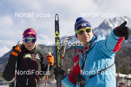13.12.2015, Hochfilzen, Austria (AUT): Lisa Theresa Hauser (AUT), Reinhard Goesweiner (AUT), headcoach Team Austria, (l-r) -  IBU world cup biathlon, relay women, Hochfilzen (AUT). www.nordicfocus.com. © Manzoni/NordicFocus. Every downloaded picture is fee-liable.