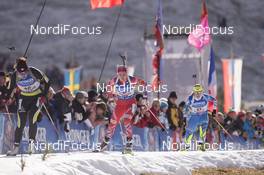 13.12.2015, Hochfilzen, Austria (AUT): Reka Ferencz (ROU), Marte Olsbu (NOR), Kadri Lehtla (EST), (l-r) -  IBU world cup biathlon, relay women, Hochfilzen (AUT). www.nordicfocus.com. © Manzoni/NordicFocus. Every downloaded picture is fee-liable.