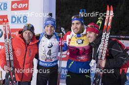 11.12.2015, Hochfilzen, Austria (AUT): Simon Schempp (GER), Martin Fourcade (FRA), (l-r) -  IBU world cup biathlon, sprint men, Hochfilzen (AUT). www.nordicfocus.com. © Manzoni/NordicFocus. Every downloaded picture is fee-liable.
