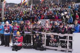 11.12.2015, Hochfilzen, Austria (AUT): Event Feature: Photographers wait for the Flower Ceremony -  IBU world cup biathlon, sprint women, Hochfilzen (AUT). www.nordicfocus.com. © Manzoni/NordicFocus. Every downloaded picture is fee-liable.