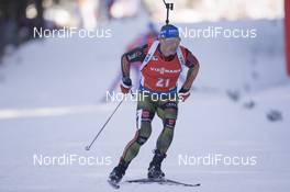 19.12.2015, Pokljuka, Slovenia (SLO): Eric Lesser (GER) -  IBU world cup biathlon, pursuit men, Pokljuka (SLO). www.nordicfocus.com. © Manzoni/NordicFocus. Every downloaded picture is fee-liable.