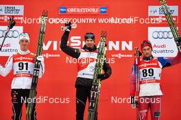 03.01.2015, Oberstdorf, Germany (GER): Calle Halfvarsson (SWE), Dario Cologna (SUI), Petter Northug (NOR), (l-r) - FIS world cup cross-country, tour de ski, prologue men, Oberstdorf (GER). www.nordicfocus.com. © Felgenhauer/NordicFocus. Every downloaded picture is fee-liable.
