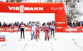 04.01.2015, Oberstdorf, Germany (GER): Dario Cologna (SUI), Calle Halfvarsson (SWE), Petter Northug (NOR), (l-r)  - FIS world cup cross-country, tour de ski, pursuit men, Oberstdorf (GER). www.nordicfocus.com. © Felgenhauer/NordicFocus. Every downloaded picture is fee-liable.