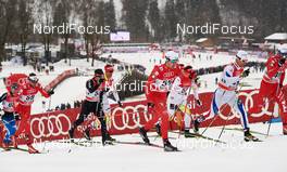 04.01.2015, Oberstdorf, Germany (GER): Mattia Pellegrin (ITA), Joeri Kindschi (SUI), Federico Pellegrino (ITA), Ivan Babikov (CAN), Martin Bajcicak (SVK), (l-r)  - FIS world cup cross-country, tour de ski, pursuit men, Oberstdorf (GER). www.nordicfocus.com. © Felgenhauer/NordicFocus. Every downloaded picture is fee-liable.