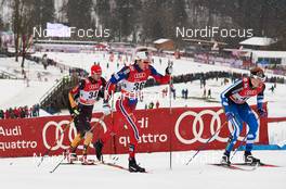 04.01.2015, Oberstdorf, Germany (GER): Florian Notz (GER), Simen Haakon Oestensen (NOR), Iivo Niskanen (FIN), (l-r)  - FIS world cup cross-country, tour de ski, pursuit men, Oberstdorf (GER). www.nordicfocus.com. © Felgenhauer/NordicFocus. Every downloaded picture is fee-liable.