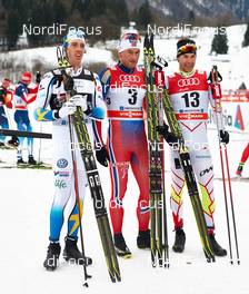 04.01.2015, Oberstdorf, Germany (GER): Calle Halfvarsson (SWE), Petter Northug (NOR), Alex Harvey (CAN), (l-r)  - FIS world cup cross-country, tour de ski, pursuit men, Oberstdorf (GER). www.nordicfocus.com. © Felgenhauer/NordicFocus. Every downloaded picture is fee-liable.
