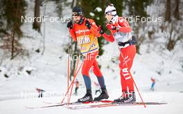 03.01.2015, Oberstdorf, Germany (GER): Simon Caprini (FRA) and Federico Pellegrino (ITA) while testing skis - FIS world cup cross-country, tour de ski, training, Oberstdorf (GER). www.nordicfocus.com. © Felgenhauer/NordicFocus. Every downloaded picture is fee-liable.