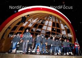 02.01.2015, Oberstdorf, Germany (GER): Tour de Ski team presentation, Team USA dancing - FIS world cup cross-country, tour de ski, training, Oberstdorf (GER). www.nordicfocus.com. © Felgenhauer/NordicFocus. Every downloaded picture is fee-liable.