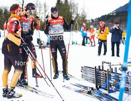 03.01.2015, Oberstdorf, Germany (GER): Alexander Wolz (GER) and Markus Weeger (GER) talking about ski tests - FIS world cup cross-country, tour de ski, training, Oberstdorf (GER). www.nordicfocus.com. © Felgenhauer/NordicFocus. Every downloaded picture is fee-liable.