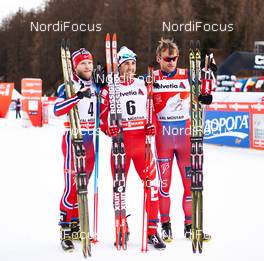 06.01.2015, Val Mustair, Switzerland (SUI): Martin Johnsrud Sundby (NOR), Federico Pellegrino (ITA), Petter Northug (NOR), (l-r)  - FIS world cup cross-country, tour de ski, individual sprint, Val Mustair (SUI). www.nordicfocus.com. © Felgenhauer/NordicFocus. Every downloaded picture is fee-liable.