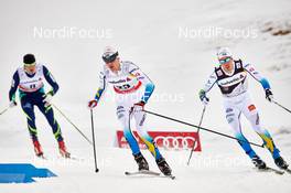 06.01.2015, Val Mustair, Switzerland (SUI): Simon Andersson (SWE), Calle Halfvarsson (SWE), (l-r)  - FIS world cup cross-country, tour de ski, individual sprint, Val Mustair (SUI). www.nordicfocus.com. © Felgenhauer/NordicFocus. Every downloaded picture is fee-liable.