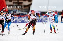 06.01.2015, Val Mustair, Switzerland (SUI): Laurien Van Der Graaff (SUI), Anne Kylloenen (FIN), Hanna Kolb (GER), Stina Nilsson (SWE), (l-r)  - FIS world cup cross-country, tour de ski, individual sprint, Val Mustair (SUI). www.nordicfocus.com. © Felgenhauer/NordicFocus. Every downloaded picture is fee-liable.